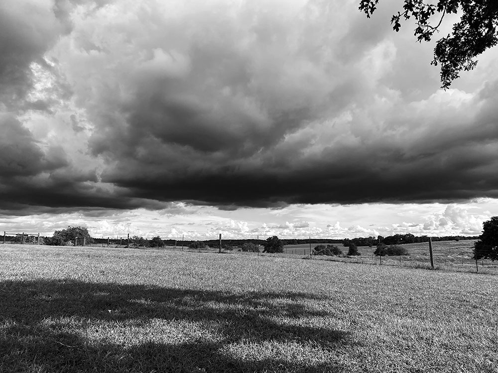 12 Acres Creative | Professional Writing and Copy Editing. This high-contrast, black and white photo shows a huge set of dark clouds moving across the prairie.   